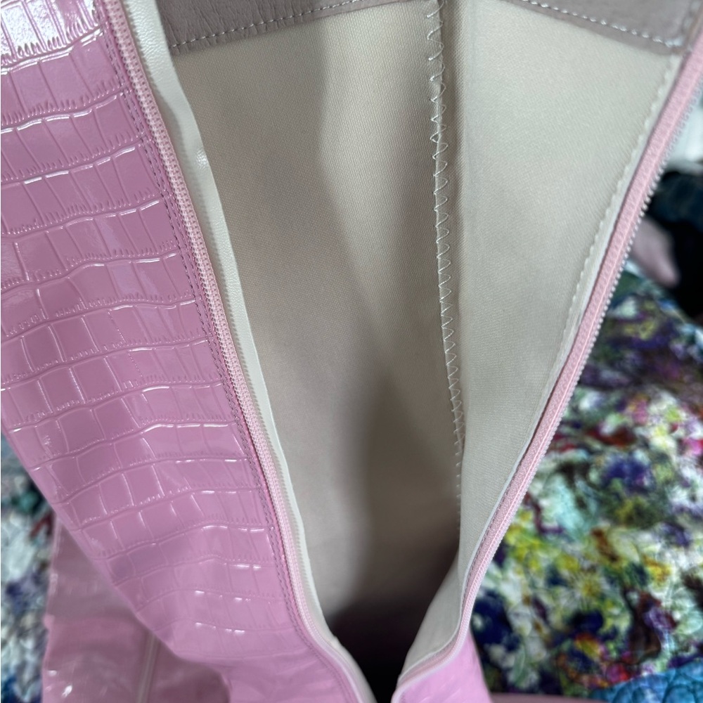 New Pink Croc-Embossed Heeled Boots size 38 - Picture 8 of 10